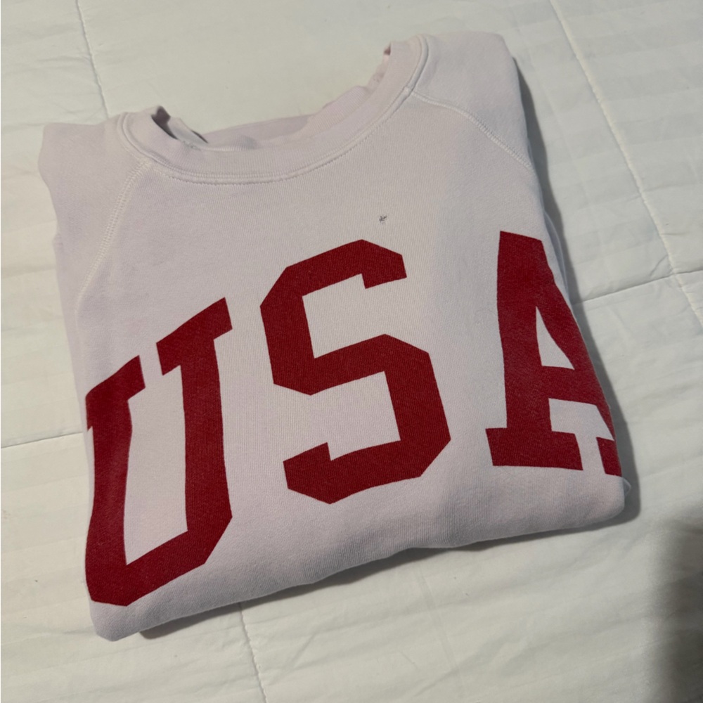 Free People Pink USA Crew Neck Sweater
